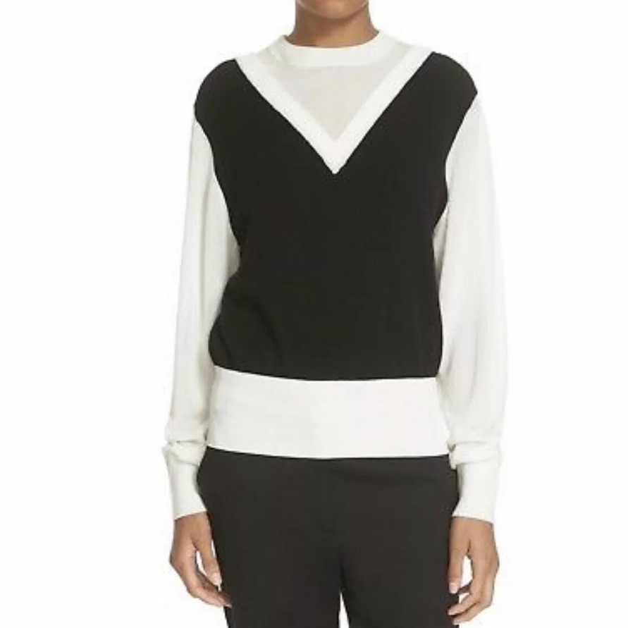 Dkny Donna Karan Cashmere & Contrast Knit Swtr M